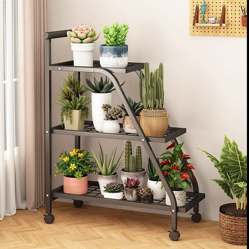 花架置物架多层客厅落地阶梯式带轮阳台花盆架户外庭院多肉花架子