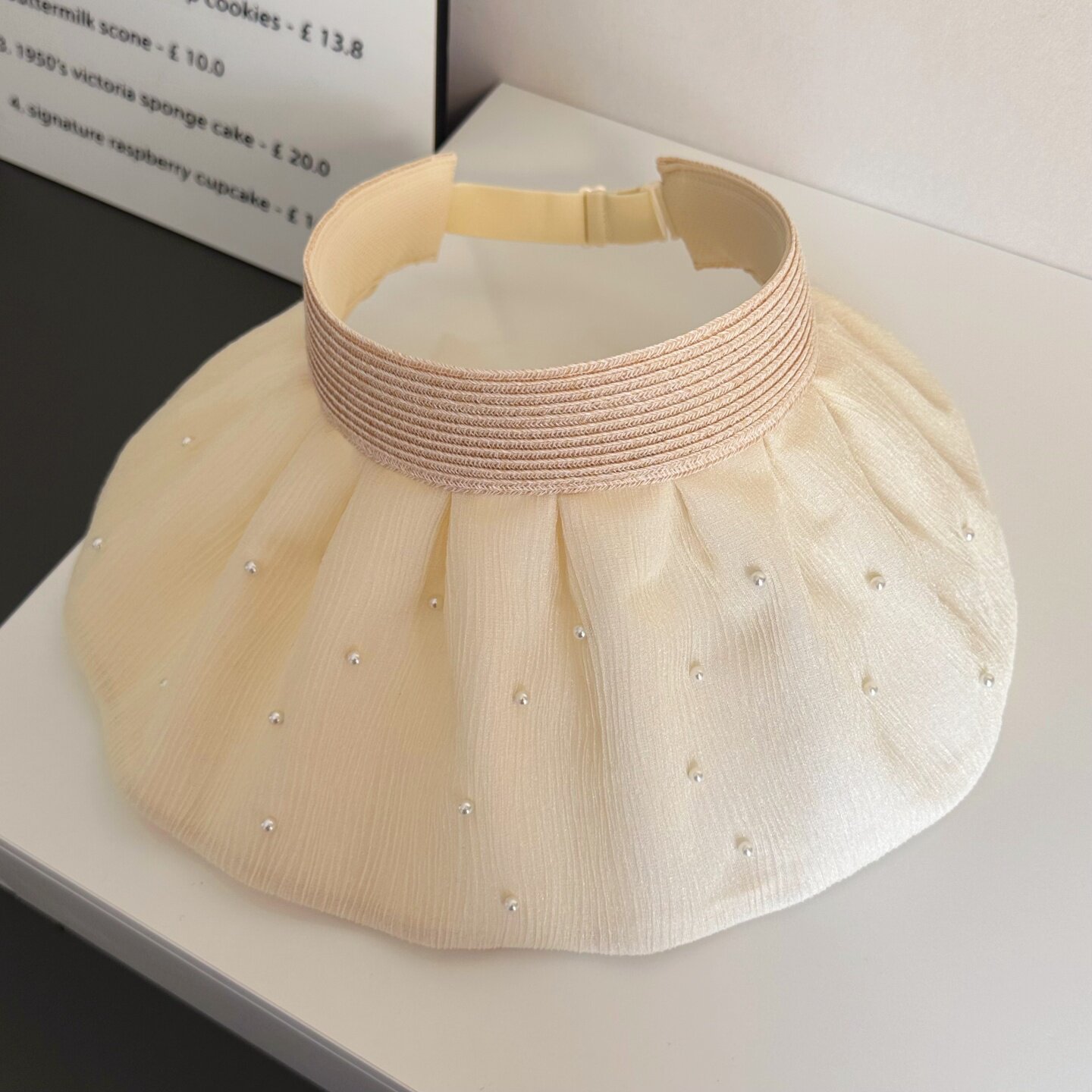 2026新款珍珠装饰空顶帽子女春夏季防晒遮阳大檐显脸小百搭太阳帽