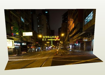香港街道商店高达汽车场景模型