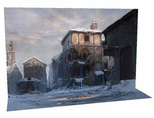 1比12寸 1比6 1:18 72二战冬季城市战场废墟士兵人偶军事场景模型