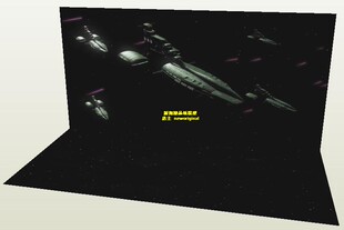 UC高达吉翁穆塞级巡洋舰宇宙战舰扎古ZAKU背景纸地台场景模型
