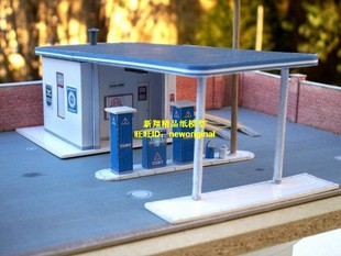 加油站汽车停车场街道建筑汽车场景模型 1比87 赛车场建筑
