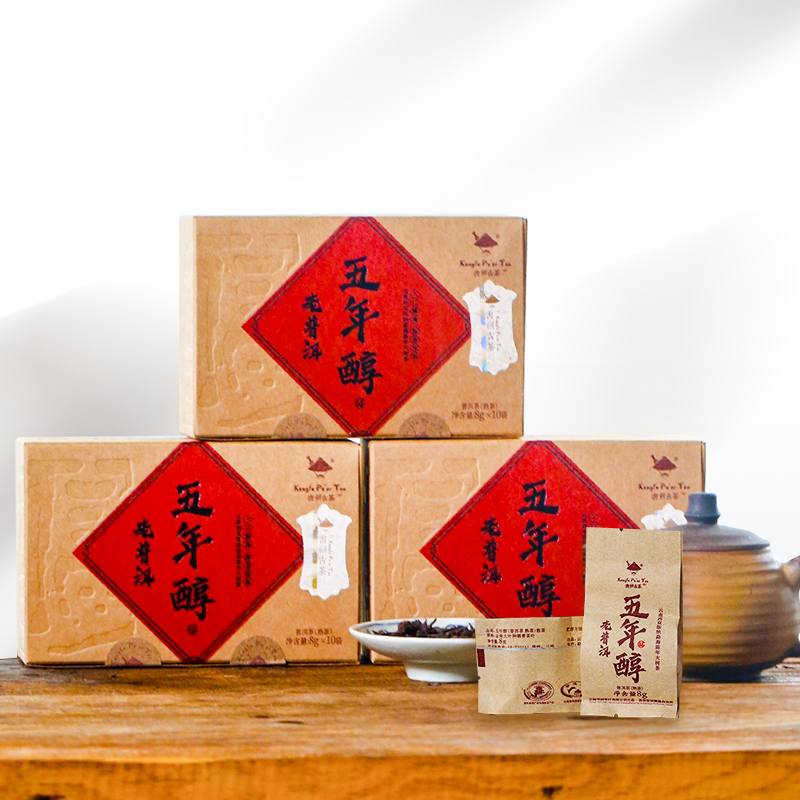 书剑五年陈古树普洱熟茶3T熟茶云南茶叶散茶 8g*10袋/盒