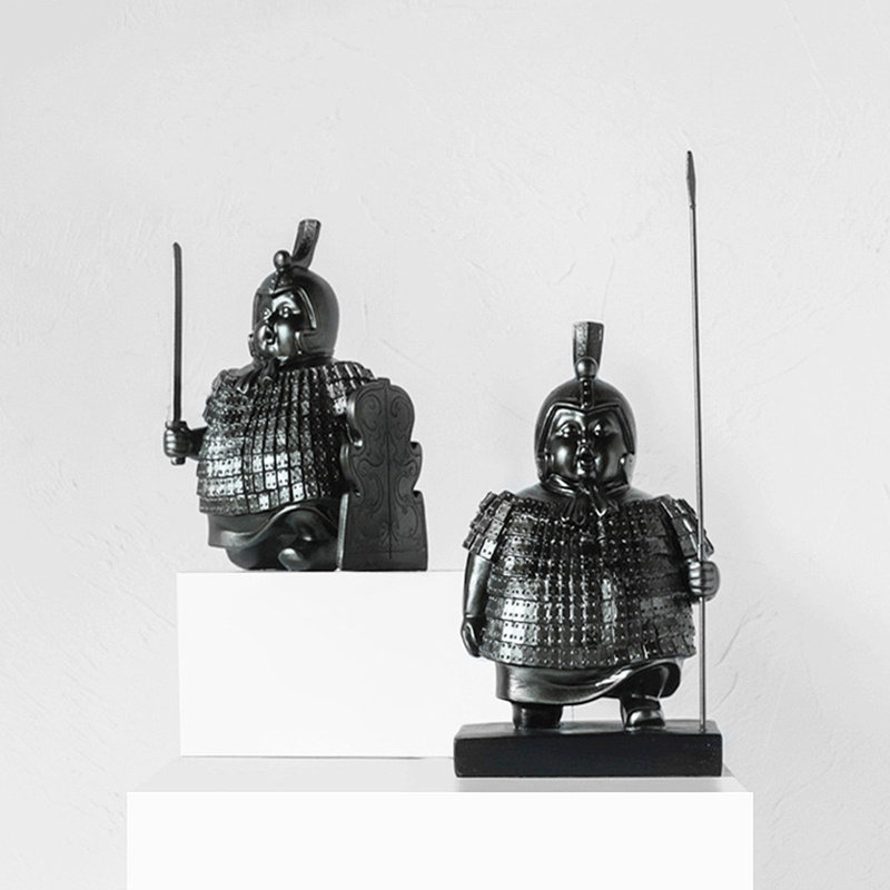 中国风功夫侍卫小士胖兵马俑摆件