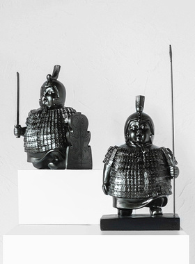 中国风功夫侍卫小士胖兵马俑摆件
