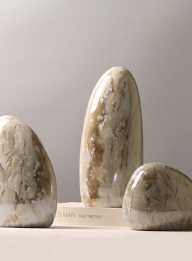 大理石贝壳纹陶瓷鹅卵石装饰摆件
