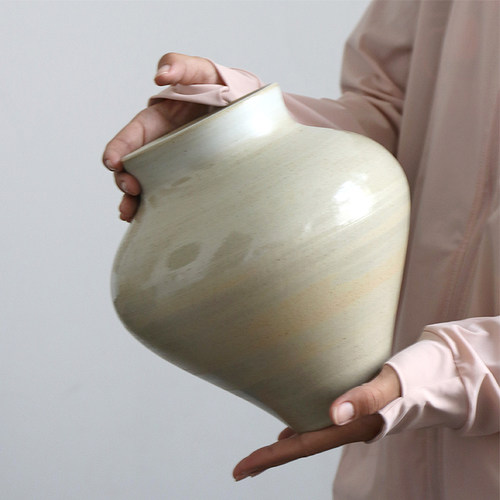 日式意境色大圆肚粗陶罐陶瓷花器