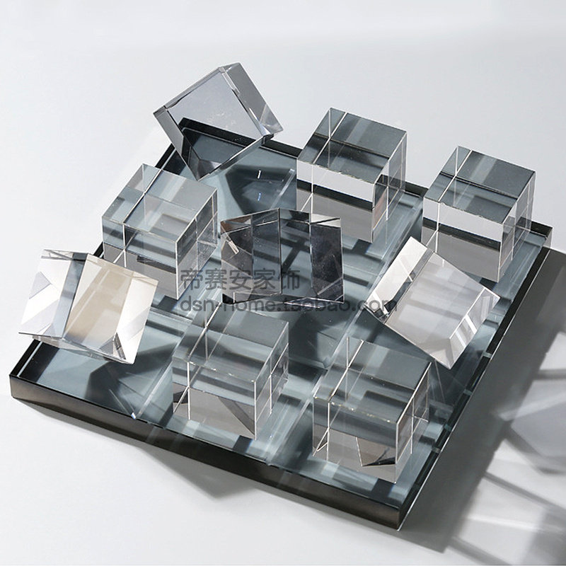 极简轻奢风水晶棋盘几何工艺品