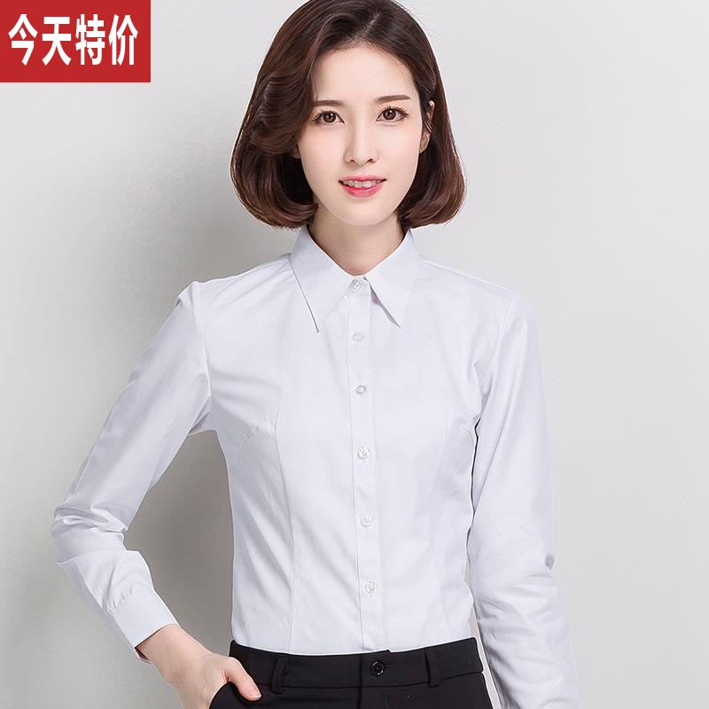 洋气女款衬衫2018新款衬衣学生正装白色女装清纯长袖百搭职业女神