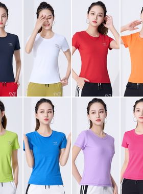 夏季运动t恤女新款健身操运动衣速干瑜珈跑步服女短袖透气排汗