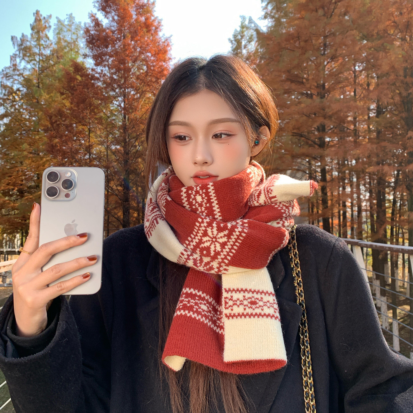 红色围巾女冬季2025新款女生高级感初中生费尔岛女士围脖韩系氛围,服饰配件/皮带/帽子/围巾,围巾/丝巾/披肩,淘宝优惠券,粉丝福利购,淘宝优惠卷