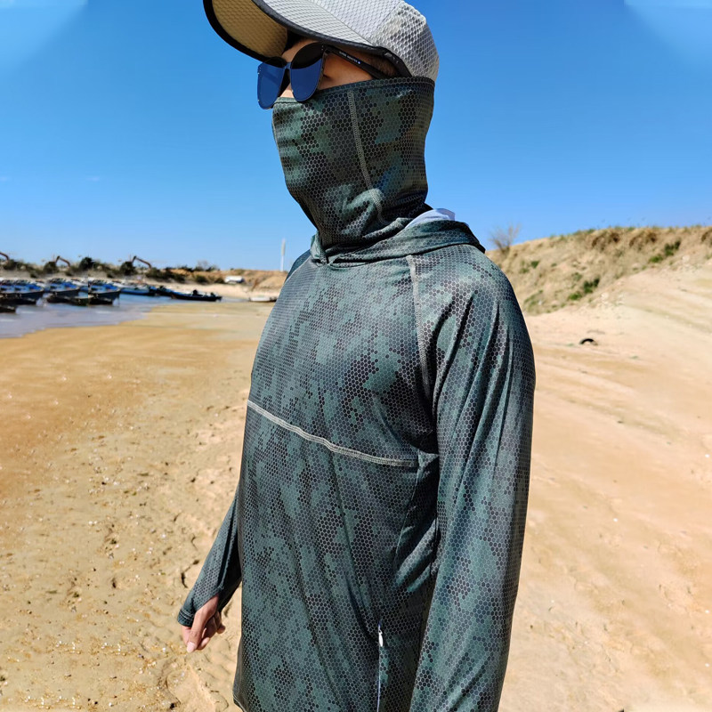 男士冰丝防晒速干钓鱼服自带面巾