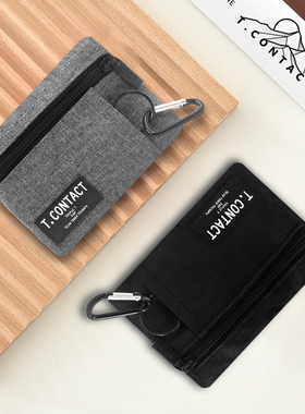 T.CONTACT双色新款简约零钱包交通卡卡包短款个性多功能钱包卡套