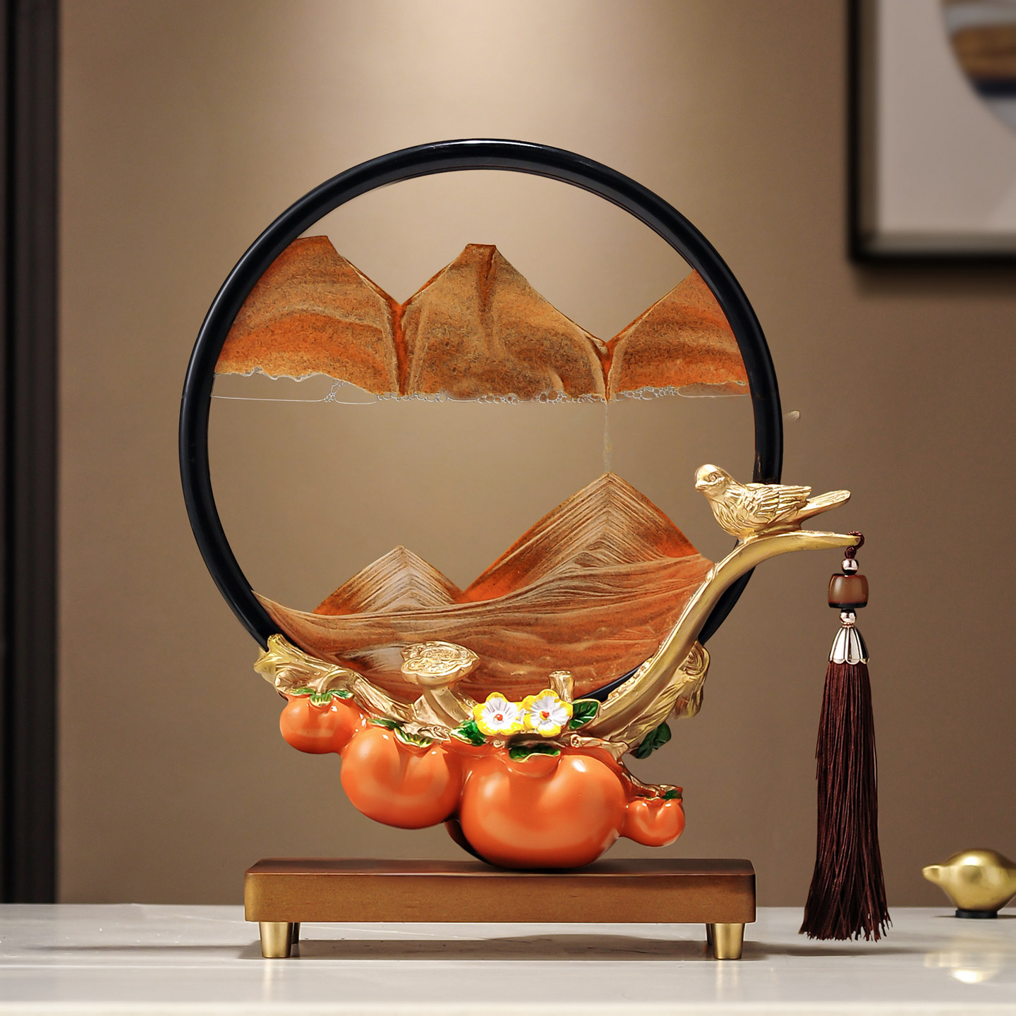 新中式柿柿如意流沙画玄关酒柜电视柜装饰摆件乔迁布置新居礼品,家居饰品,装饰摆件,淘宝优惠券,粉丝福利购,淘宝优惠卷