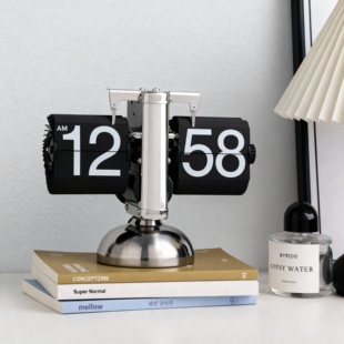 黑白客厅创意翻页表钟桌面电子数字时钟摆件摆台式钟表家居装饰品