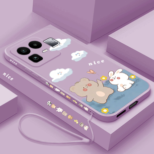 适用RealmeNeo8手机壳新款真我neo8液态硅胶保护套OPPO高级镜头全包防摔软壳RMX8899卡通情侣款外壳小熊小兔