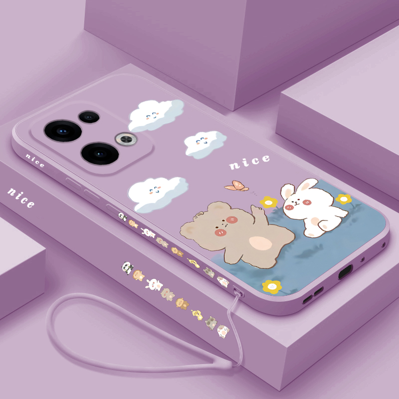 适用opporeno13手机壳新款Reno13Pro液态硅胶超薄保护套OPPO镜头全包防摔软壳女生13por时尚个性外壳小熊小兔