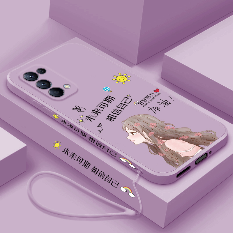 适用opporeno5手机壳新款Reno5pro+液态硅胶软壳女款reno5K高级镜头全包防摔OPPO个性创意保护套潮5g未来可期