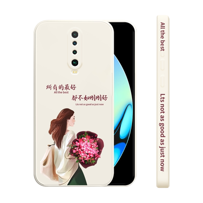适用红米k30手机壳女款Redmik30pro液态硅胶软壳抱花女孩k30i网红镜头全包防摔保护套5G小米超薄时尚潮流外壳