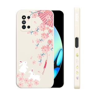适用于三星f52手机壳直边新款液态硅胶GalaxyA52保护套盖乐世F52全包防摔Samsung兔子网红女款个性创意