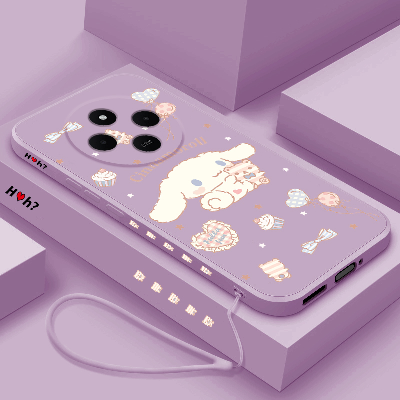 适用红米14R手机壳新款小米Redmi14R液态硅胶软壳卡通女款5G镜头全包防摔2411DRN47C网红高级感保护套玉桂狗