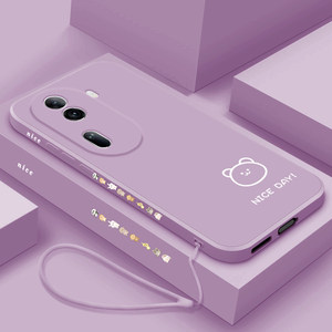 线条小熊适用opporeno11手机壳新款reno11pro个性创意OPPO液态硅胶por保护套软壳opopreno全包防摔简约男女款