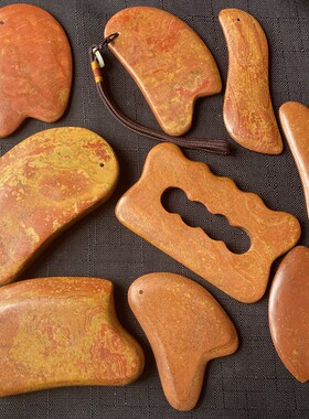 正品泗滨砭石 泗水富贵红砭石刮痧板 大号微瑕疵处理 实物实拍