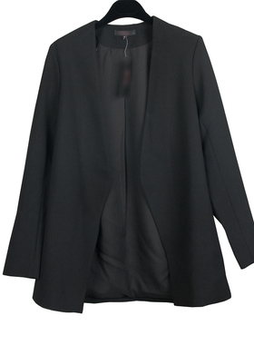 胡子女王21春季新款出口外单无扣开衫通勤office便西装