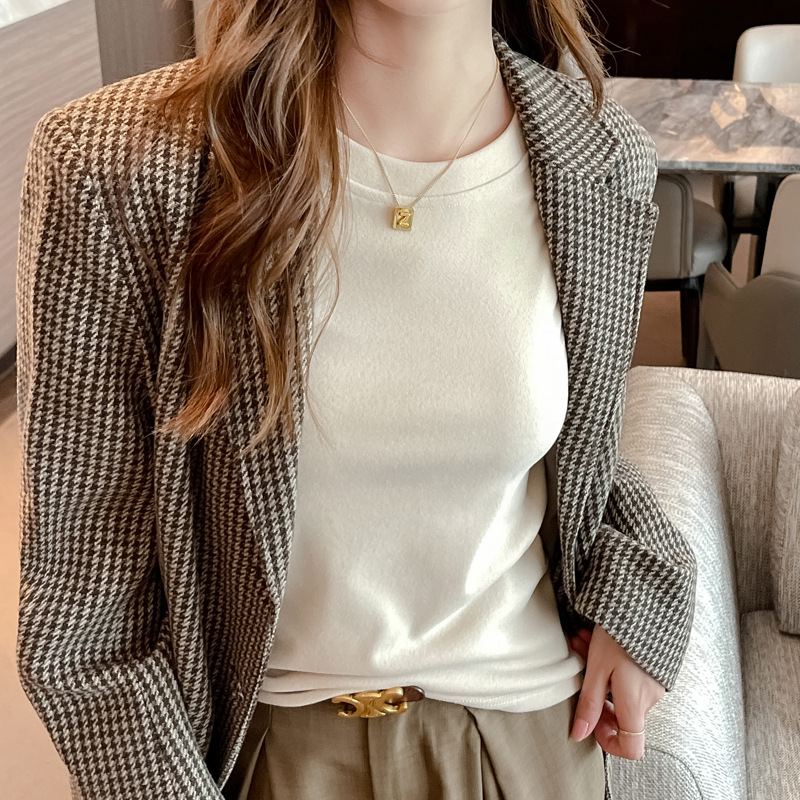 德绒保暖圆领打底衫女