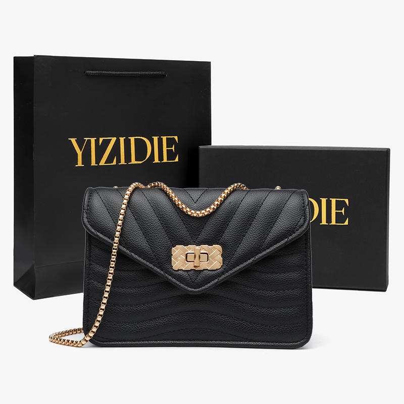 YIZIDIE菱格链条单肩斜挎女士包