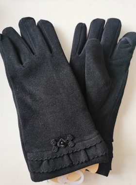 虹蝶女士加绒时尚保暖手套中厚秋冬季可翻盖柔软舒适透气HD03212