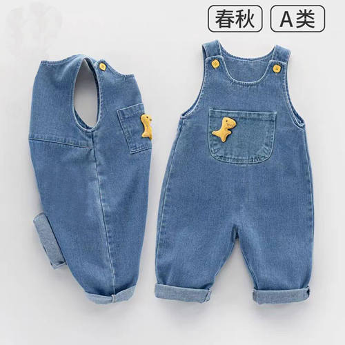 牛仔背带长裤婴儿裤子水洗软牛仔