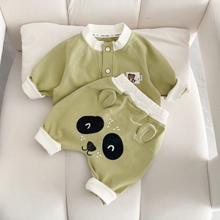 婴儿春装宝宝套装2026新款儿童春秋季男宝宝外出服两件套女童衣服