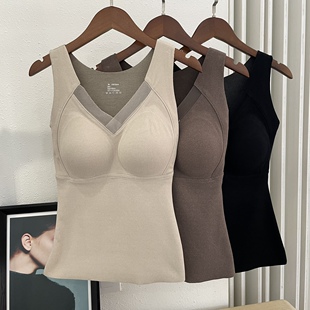 8803背心无痕女士石墨烯保暖发热一体杯加绒内衣打底内搭背心文胸