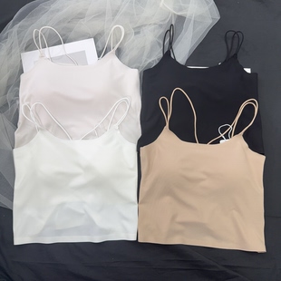 妃子纪3512冰丝带胸垫吊带背心女夏季内搭双肩带一体式防走光打底