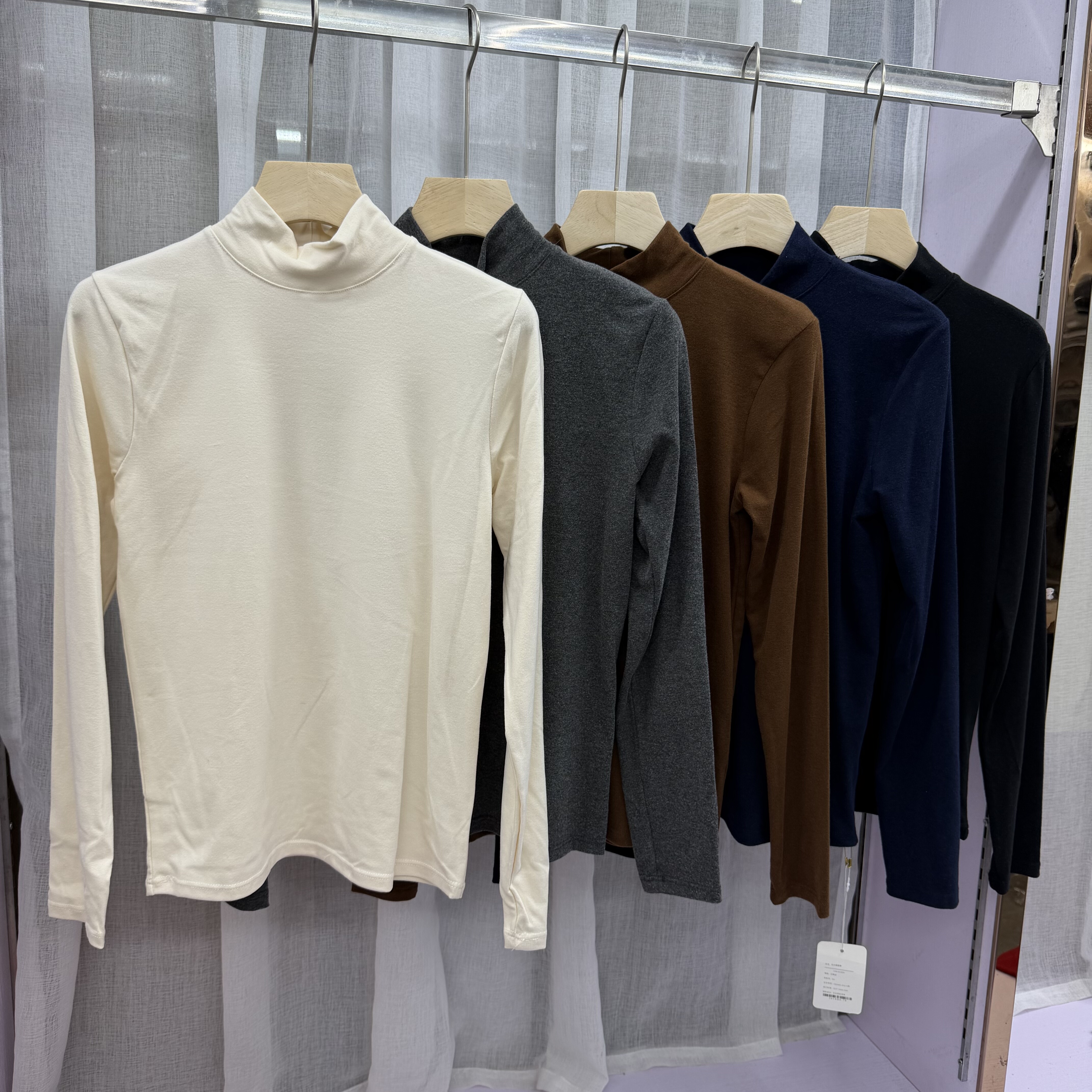 妃子纪6872秋冬羊绒洋气打底衫女秋冬加绒立领半高领修身T恤上衣