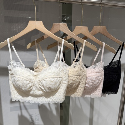 米娅林新款9628蕾丝美背抹胸女固定杯聚拢防走光内衣裹胸文胸罩夏