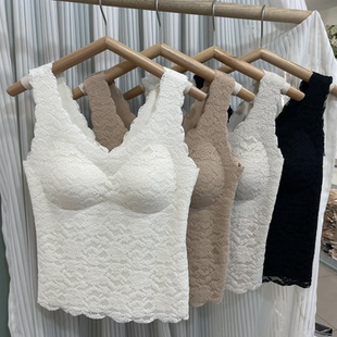 磨毛保暖蕾丝吊带内衣女带胸垫内搭美背心打底上衣 米娅林6047新款