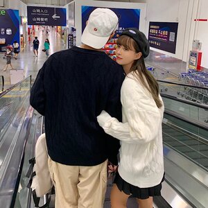 21年秋冬厚款宽松韩版潮流纯色港风圆领休闲情侣针织衫Y8920-P35图片