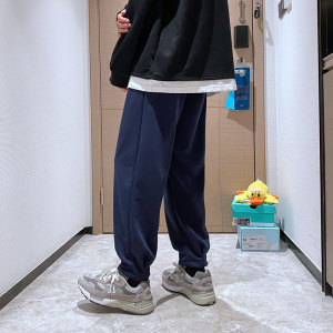 2025春秋新款韩版潮流直筒休闲宽松纯色束脚百搭长裤子A479 -P30图片
