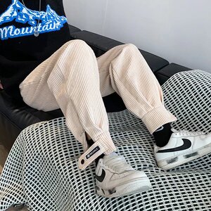 2025秋新款灯芯绒休闲裤百搭卫裤直筒羊羔绒条纹裤子 21K3019-P35图片