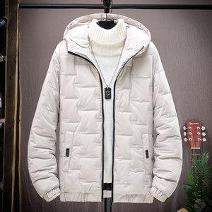 2025冬季+轻薄短款大码连帽辑格棉服棉衣潮流面包服男M9228-P43图片