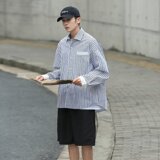 2025秋季新款cityboy竖条纹衬衫日系宽松长袖衬衣外套男C6034-P28，男装衬衫，星座1703A-1