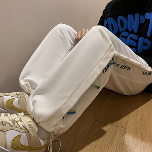 卫裤男春季新款港风潮牌字母刺绣九分运动裤宽松百搭裤子K132-P28