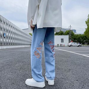 2025年秋季 ins ~INS潮流字母刺绣高街百搭牛仔裤男EK88-P30图片