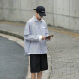 2025秋季新款cityboy竖条纹衬衫日系宽松长袖衬衣外套男C6034-P28，男装衬衫，星座1703A-1