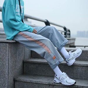 21秋季休闲牛仔裤ins港风慵懒中腰时尚修身潮流情侣牛仔裤L02-P35图片