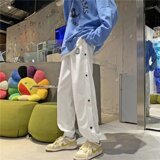 2025春秋季新款排扣裤潮痞帅宽松潮牌华夫格束脚卫裤KZ0630-P30，男装休闲裤，星座1703A-1