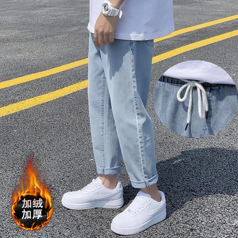 冬季ins超火复古弹力抽绳宽松百搭裤子N1021加绒P40/常规P30,男装卫衣,星座1703A-1
