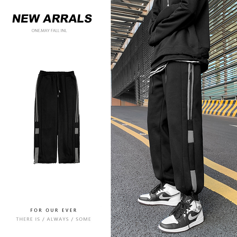 Spring new striped pants trend loose legged student leisure sports pants